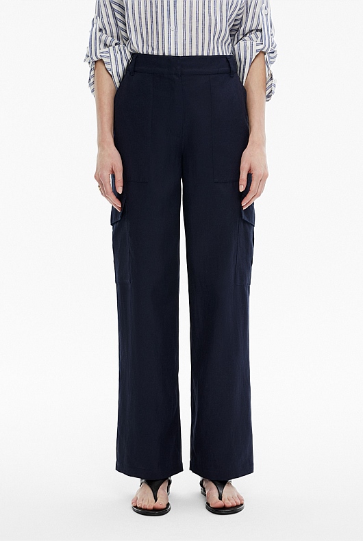 Blue Night Wide Leg Cargo Pant - Women's High Waisted Pants | Witchery