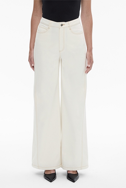 Parchment Wide Leg Angled Seam Jean Women's Flare & Wide Leg Jeans