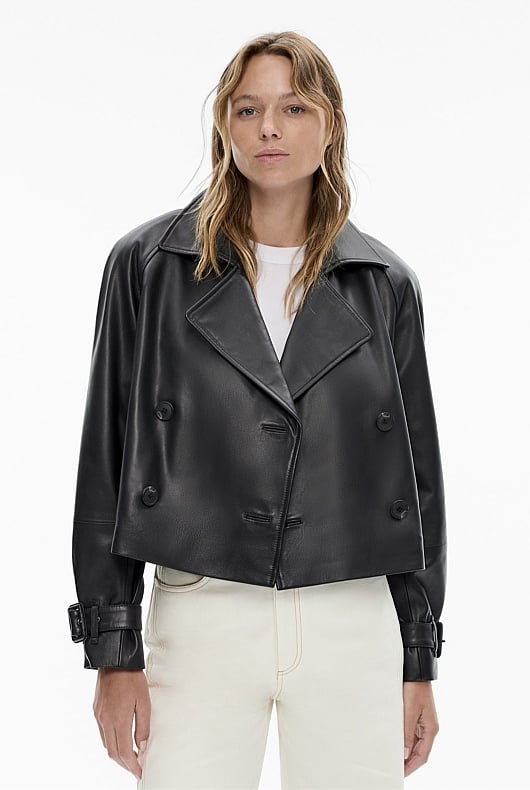 Black Leather Trench Jacket - Women's Jackets | Witchery