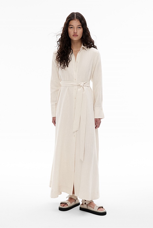 Stone Yd Linen Maxi Shirt Dress - Women's A Line Dresses | Witchery