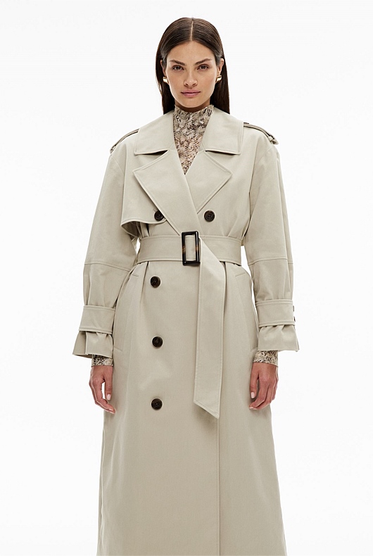 Moss Grey Classic Trench Coat - Women's Trench Coats | Witchery