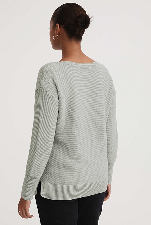 Light Grey Marle Boat Neck Knit - Women's Crew Neck Jumpers | Witchery