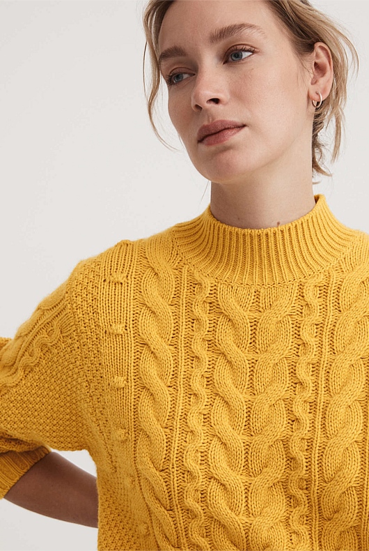 Saffron Split Cable Knit - Women's Sweaters | Witchery