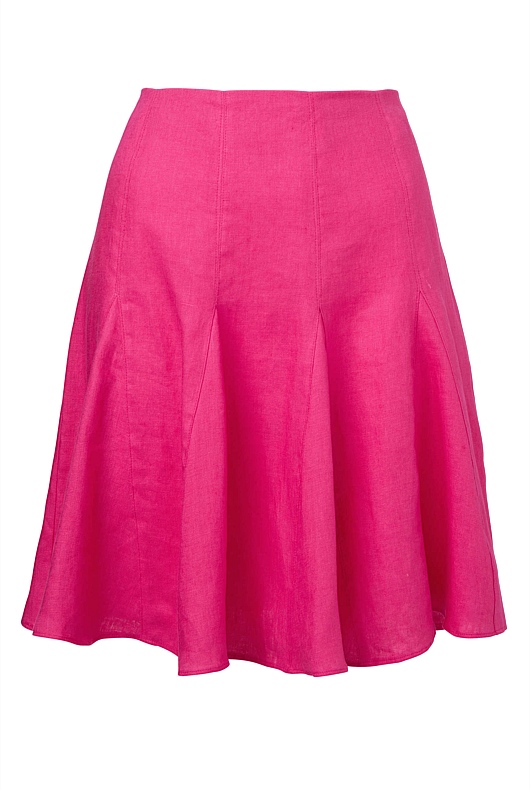 Hot Pink French Linen Godet Mini Skirt - Women's A Line Skirts | Witchery