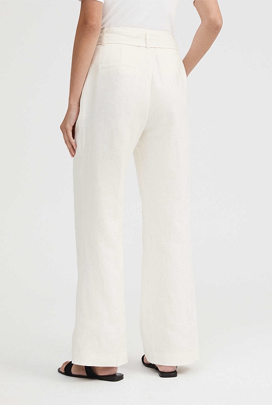 Chalk Linen Belted Trouser - Women's High Waisted Pants | Witchery