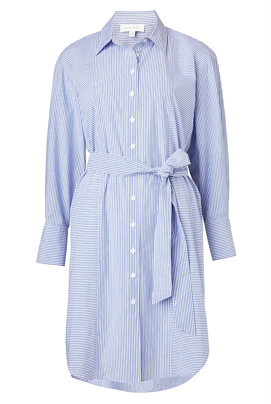 Winter Blue Wash Stripe Cotton Poplin Dress - Women's Casual Dresses ...