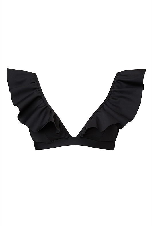 Black Ruffle Swim Top - Women's Bikinis | Witchery