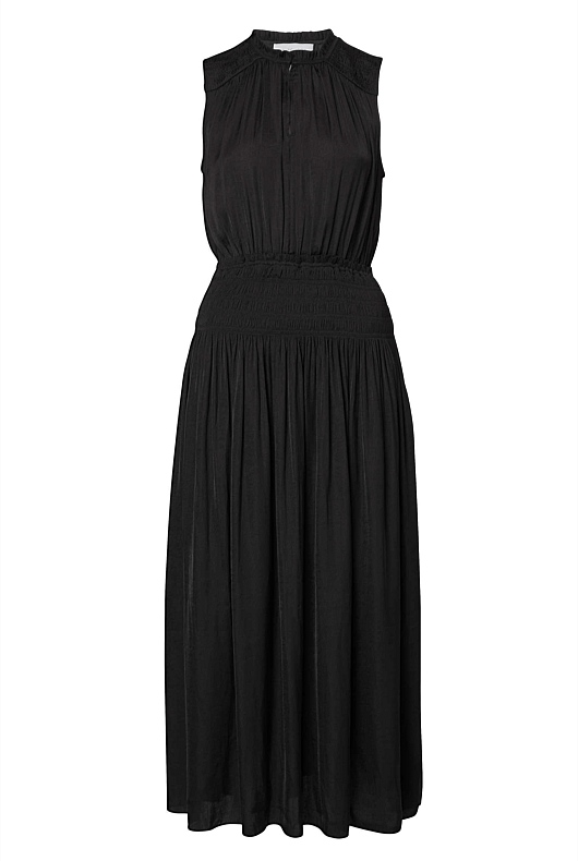 Black Shirred Waist Midi Dress - Women's Black Dresses | Witchery