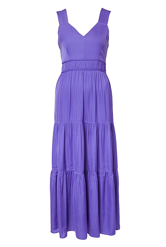 Royal Purple Satin Tiered Maxi Dress - Women's A Line Dresses | Witchery