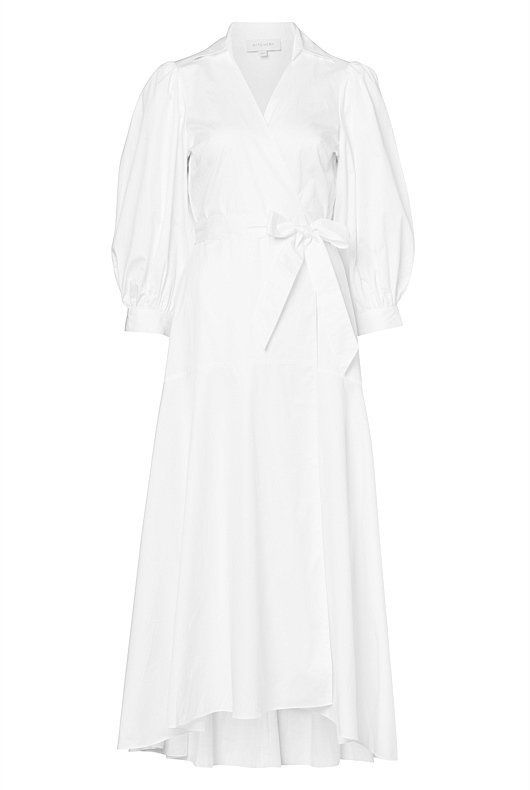 Pure White Cotton Poplin Wrap Dress - Women's A Line Dresses | Witchery