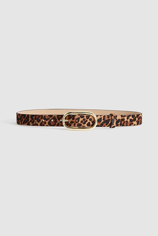 Ocelot Print Oval Buckle Textured Belt - Women's Belts | Witchery