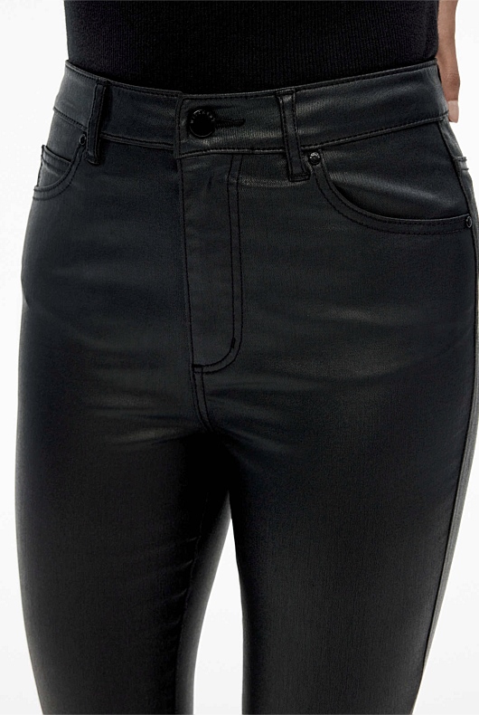 Black Full Length Coated Jean - Women's Skinny Leg Jeans | Witchery