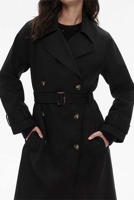Black Classic Trench Coat - Women's Trench Coats | Witchery