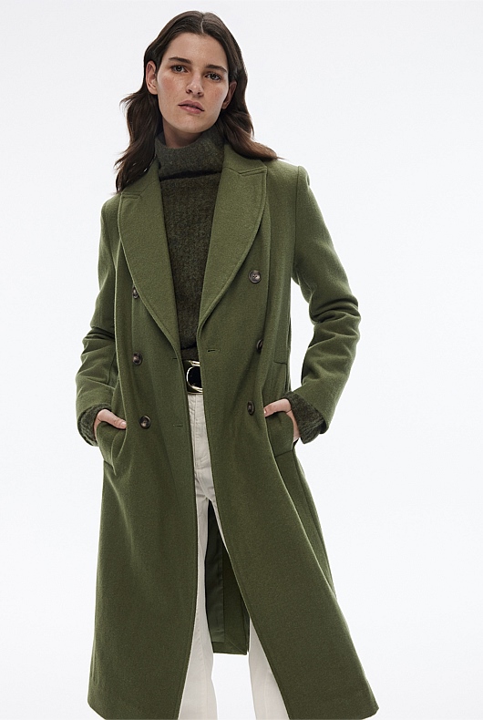 Wool Cloth Coat - Olive