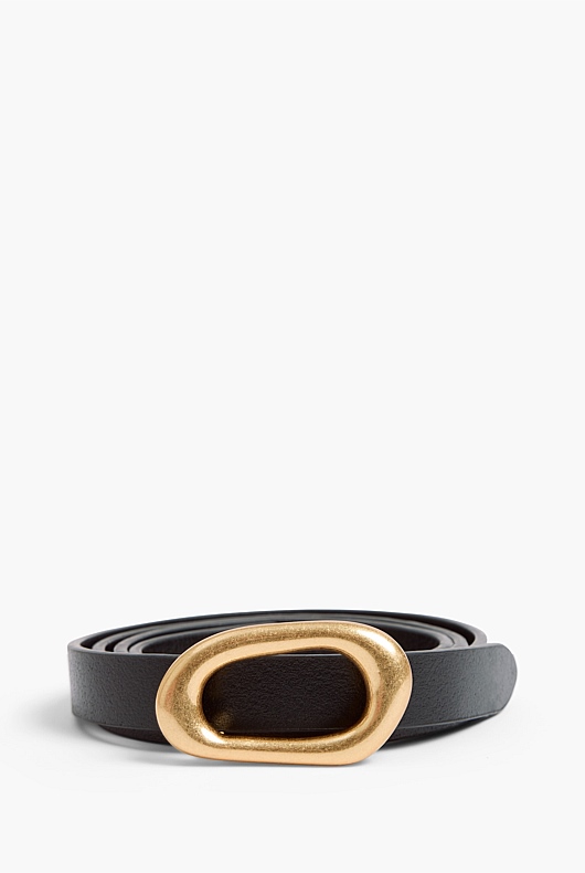 Black Organic Slim Belt - Women's Belts | Witchery