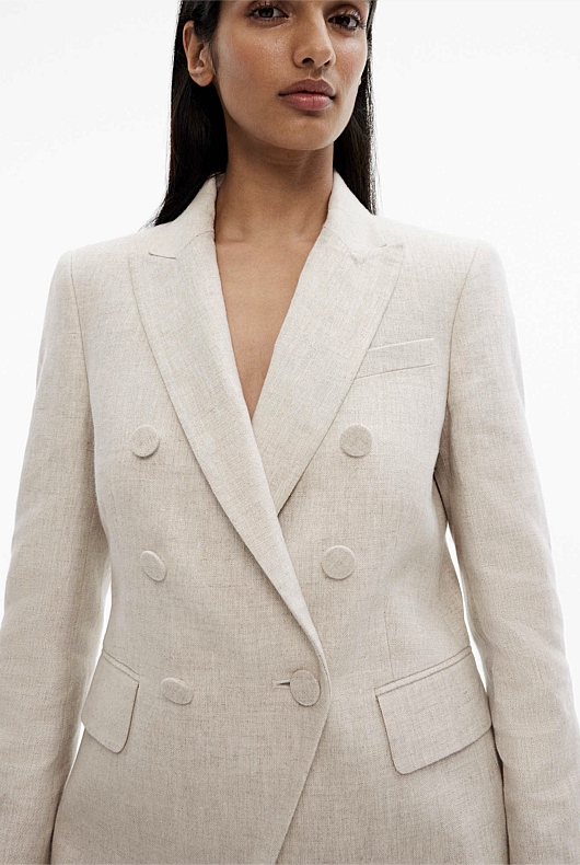 Flax Yarn Dye Linen DoubleBreasted Blazer Women's Blazers Witchery