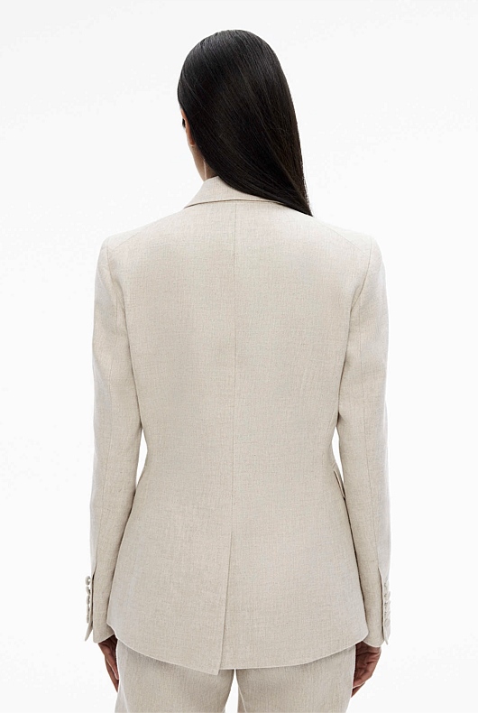 Flax Yarn Dye Linen DoubleBreasted Blazer Women's Blazers Witchery