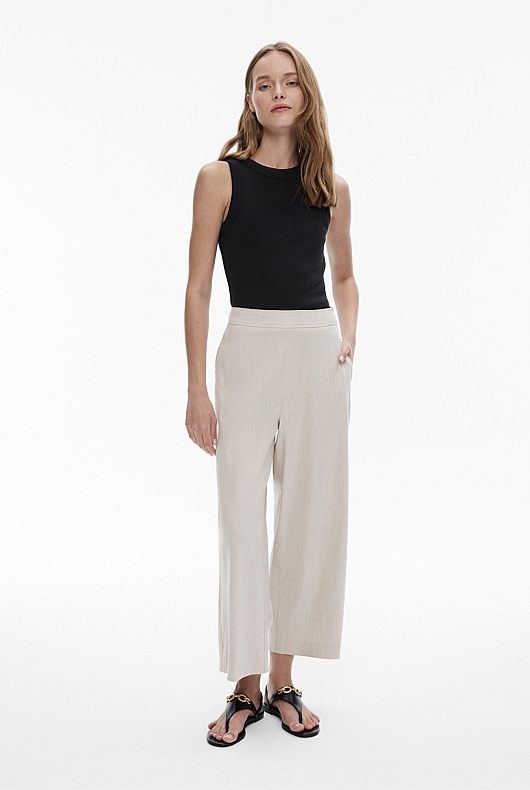 Flax Stretch Linen Blend Crop Pant - Women's Linen Pants | Witchery