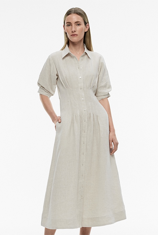 Flax French Linen Dart Midi Dress - Women's A Line Dresses | Witchery