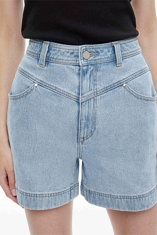 Vintage Wash Denim Denim Yoke Front Short - Women's Cotton Shorts ...