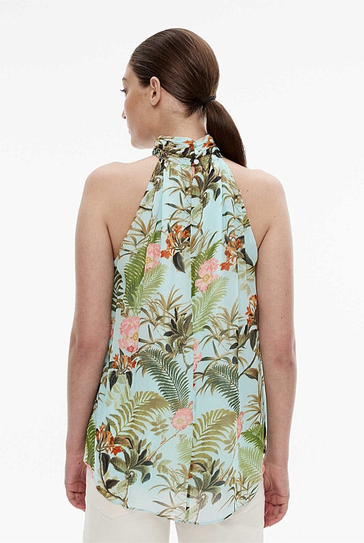 Forest Green Multi Jungle Canopy Halter - Women's Sleeveless Tops ...