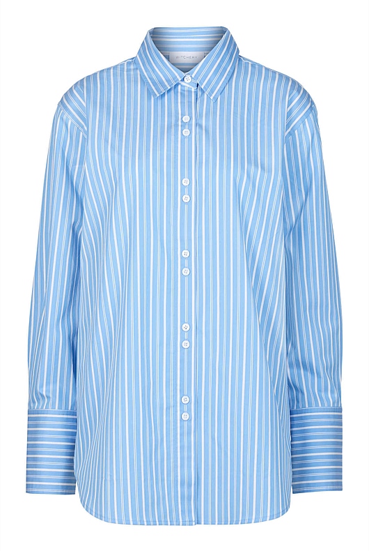 Harbour Blue Cotton Twin Stripe Relaxed Shirt - Women's Long Sleeve ...