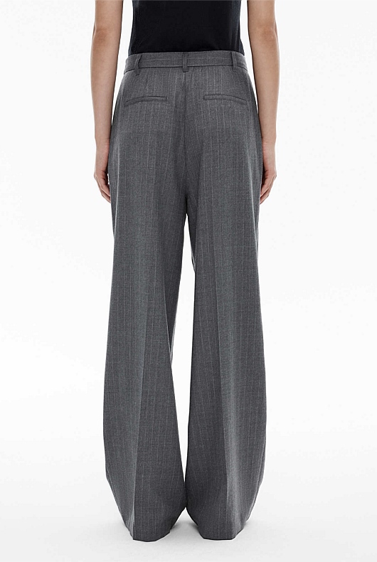 Mid Grey Marle Wool Blend Pinstripe Trouser - Women's Dress Pants ...