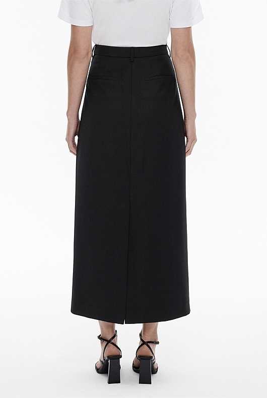 Black Wool Blend Asymmetric Skirt - Women's Maxi Skirts | Witchery