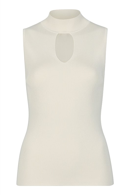 Cream Keyhole Knit Tank - Women's Evening Tops | Witchery