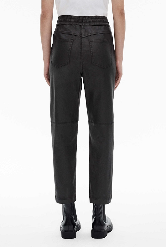 Black Denim Coated Jogger - Women's Relaxed Leg Jeans | Witchery