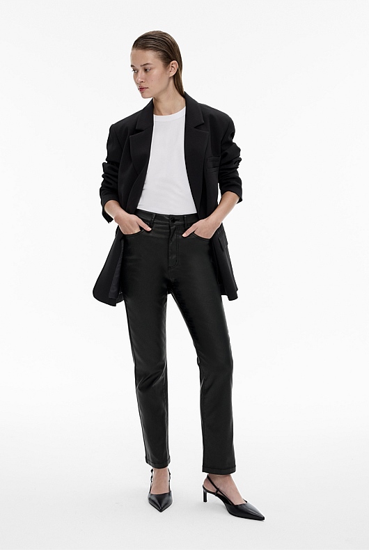 Black Coated Slim Straight Jean Women's Straight Leg Jeans Witchery