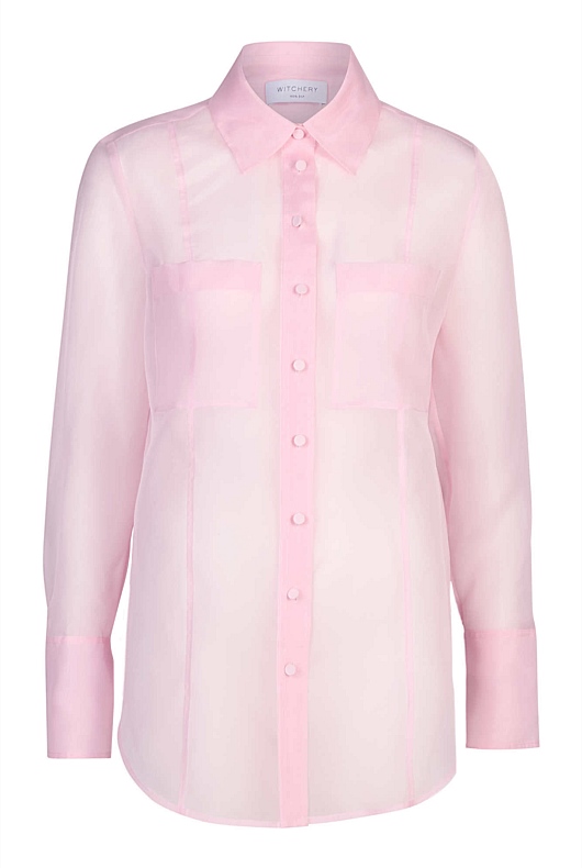 Rose Pink Silk Organza Shirt - Women's Evening Shirts | Witchery