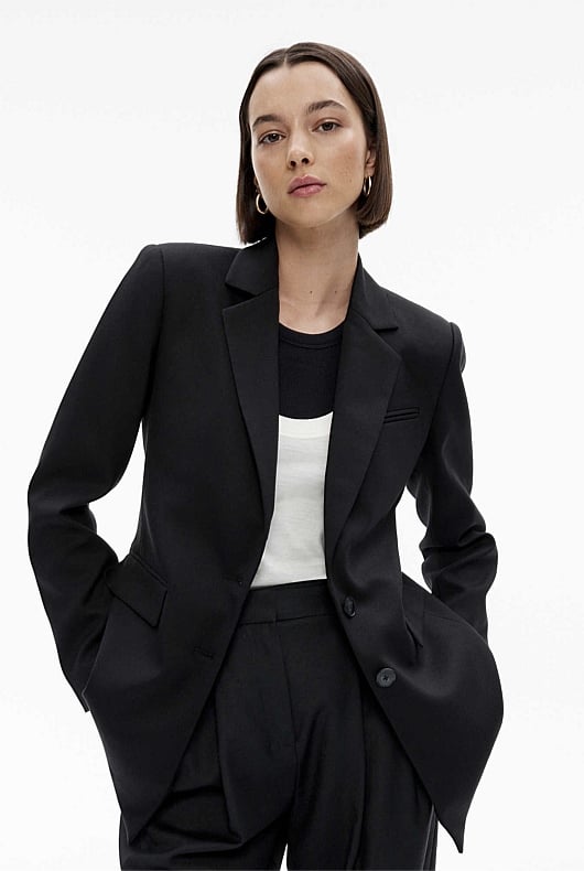 Black Tailored Single-Breasted Blazer - Women's Blazers | Witchery