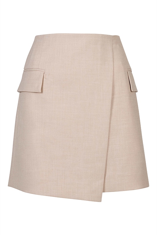 Bone Tailored Wrap Yarn Dye Mini Skirt - Women's A Line Skirts | Witchery