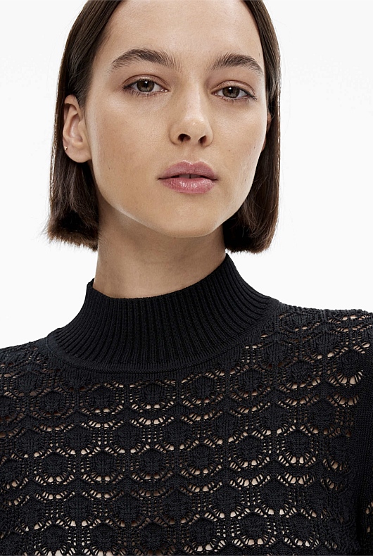 Black Lace Stitch Knit - Women's Evening Tops | Witchery