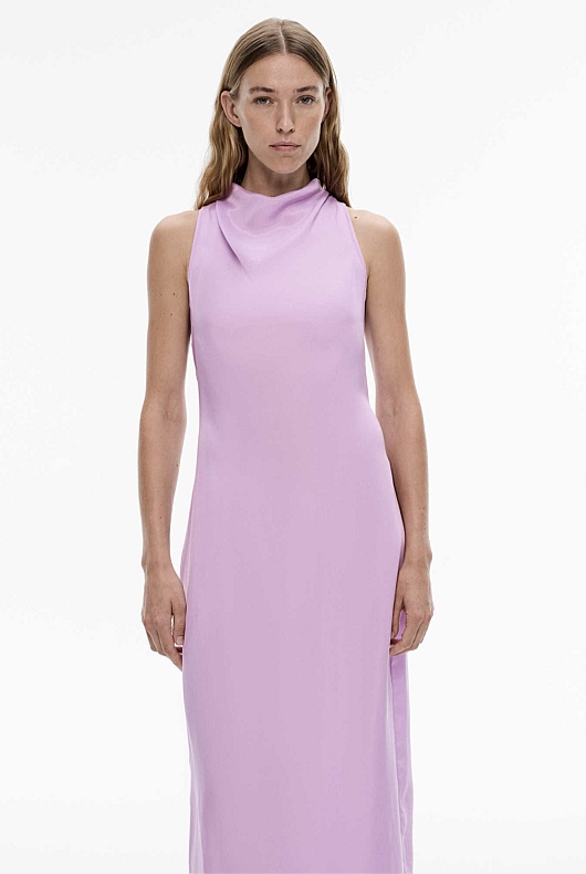 Iris Cupro Mock Neck Dress - Women's Midi Dresses | Witchery