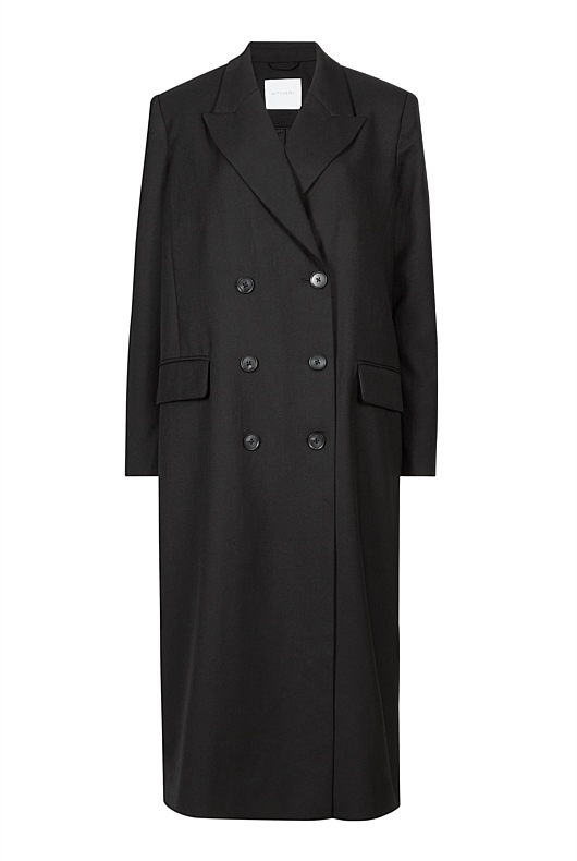 Black Wool Blend Double-Breasted Blazer Coat - Women's Coats | Witchery