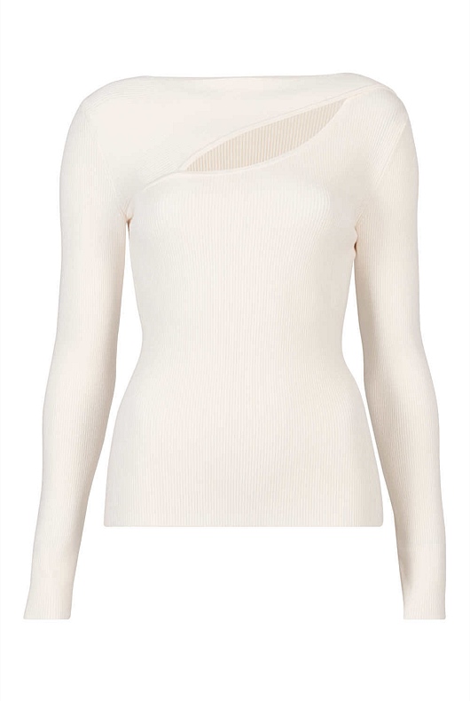 Chalk Rib Split Detail Knit Womens Workwear Tops Witchery