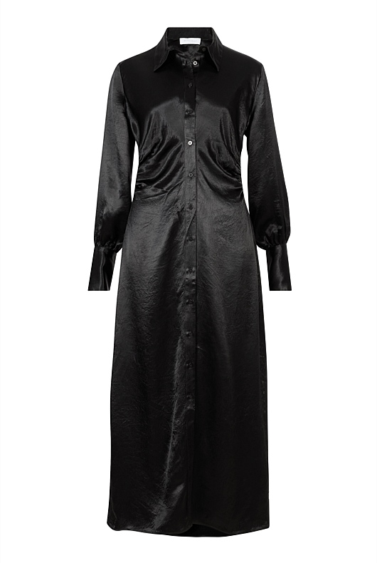 Black Acetate Ruched Midi - Women's Black Dresses | Witchery