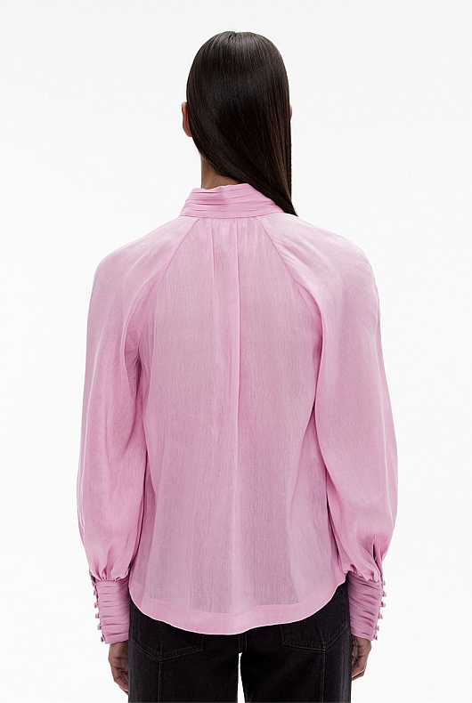 Orchid Pink High-Neck Raglan Blouse - Women's Long Sleeve Shirts | Witchery