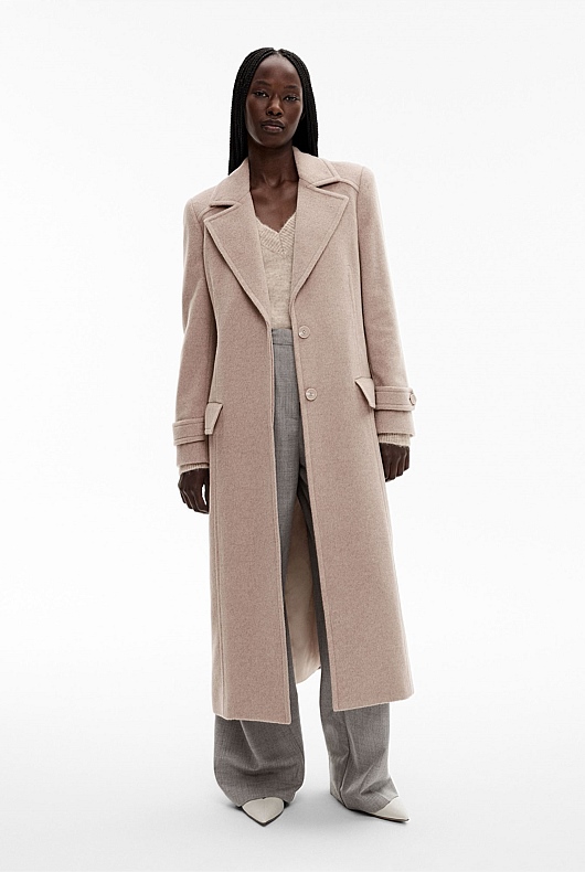 Taupe Marle Wool Cashmere Tie Coat - Women's Coats | Witchery