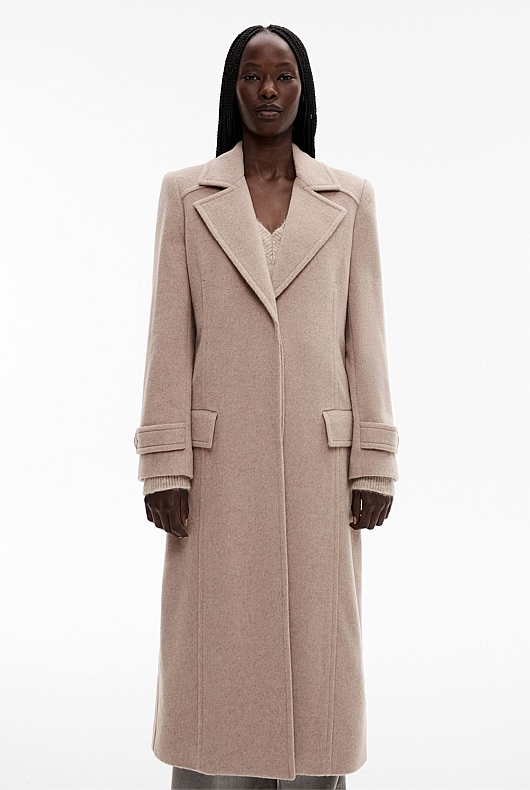 Taupe Marle Wool Cashmere Tie Coat - Women's Coats | Witchery