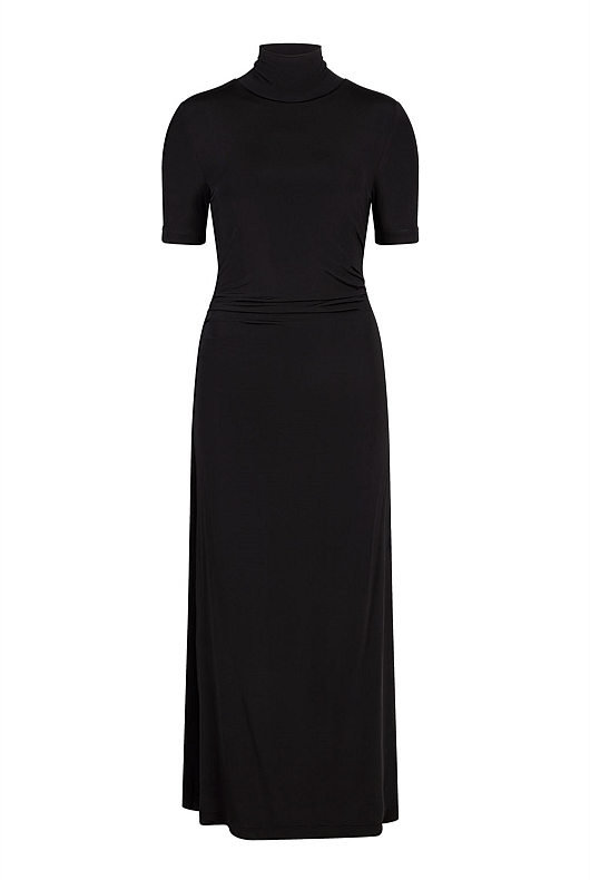 Black Jersey Mock Neck Dress - Women's Black Dresses | Witchery