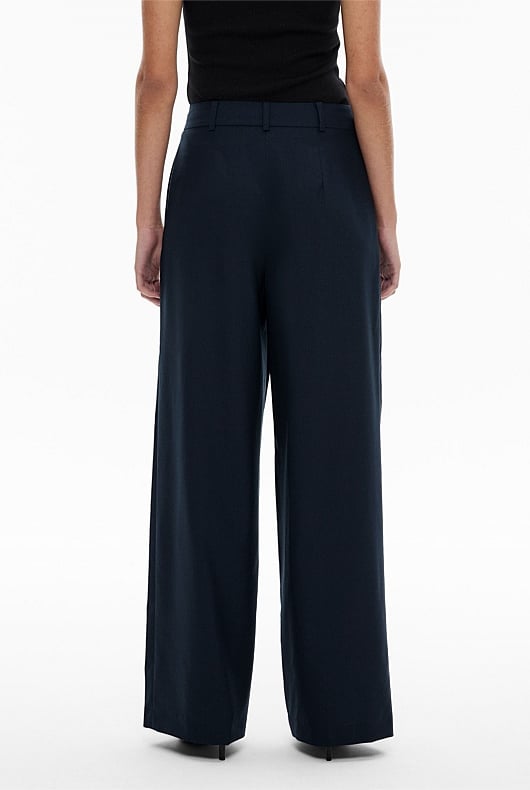 Navy Pleat Detail Pant - Women's Dress Pants | Witchery