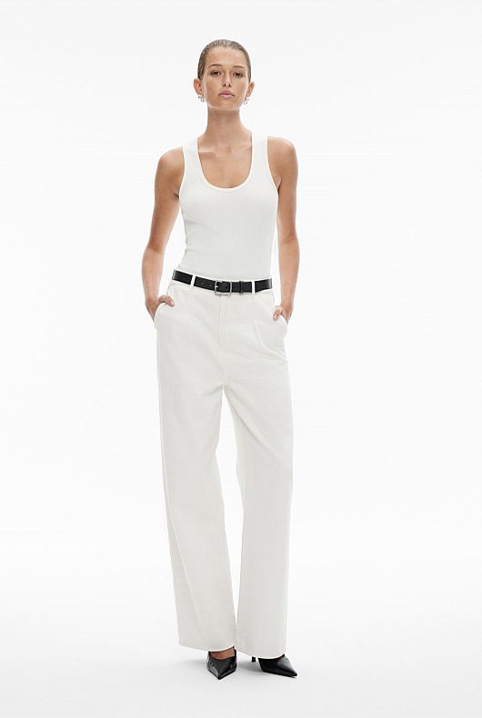 Fresh White Scoop Rib Tank - Women's Sleeveless Tops | Witchery