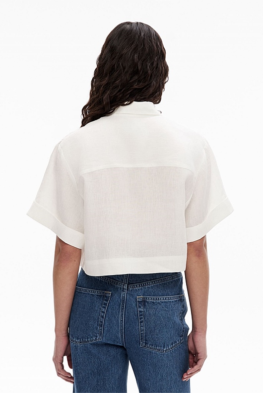 Fresh White Linen Crop Shirt Women's Cropped Shirts Witchery — free download