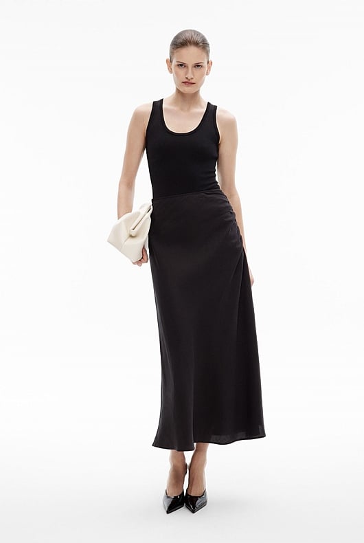 Black Ruched Midi Skirt - Women's A Line Skirts | Witchery