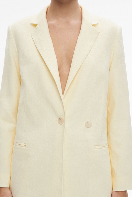 Lemon Linen Double-Breasted Blazer - Women's Blazers | Witchery