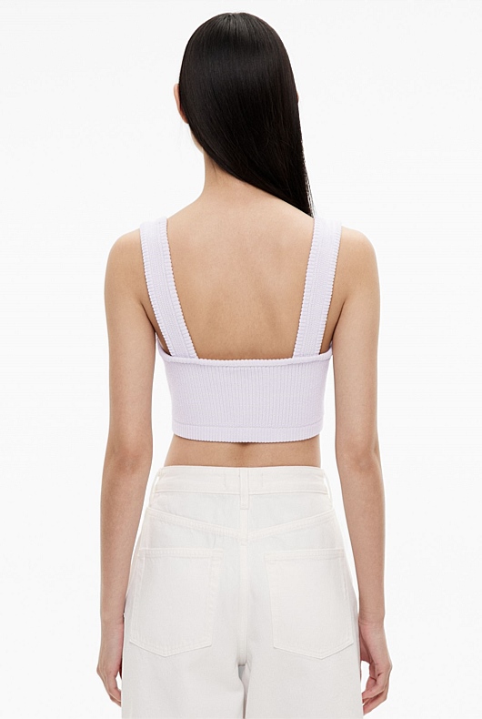Lilac Tint Cropped Rib Knit Top - Women's Sleeveless Tops | Witchery
