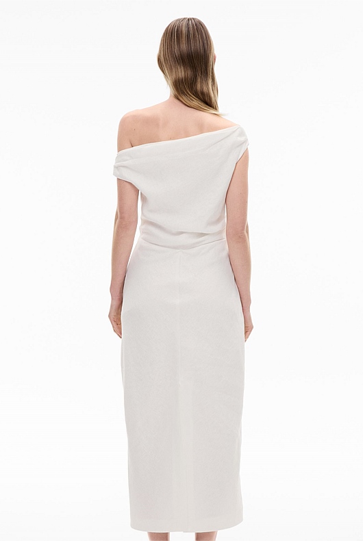 Fresh White Off Shoulder Midi Dress - Women's Christmas Party Dresses | Witchery